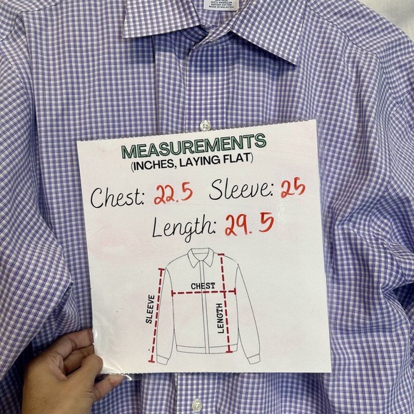 Brooks Brothers Regent Shirt Mens 15 1/5-34 Purple Plaid Button Down Non Iron - Picture 7 of 10